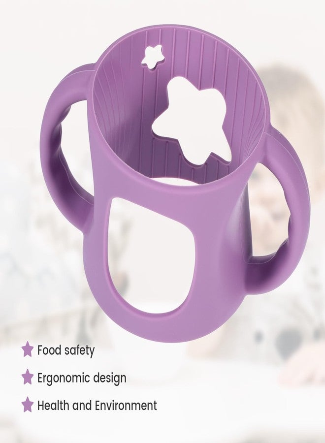 Qiuruoo 4 PCS Handles for Dr Brown Bottles,Durable Food-Grade Silicone Material Baby Bottle Holder,Cute Star Shape Design,Allows Baby to Hold The Bottle Themselves Easily(Green,Purple,Pink,White) - Image 5